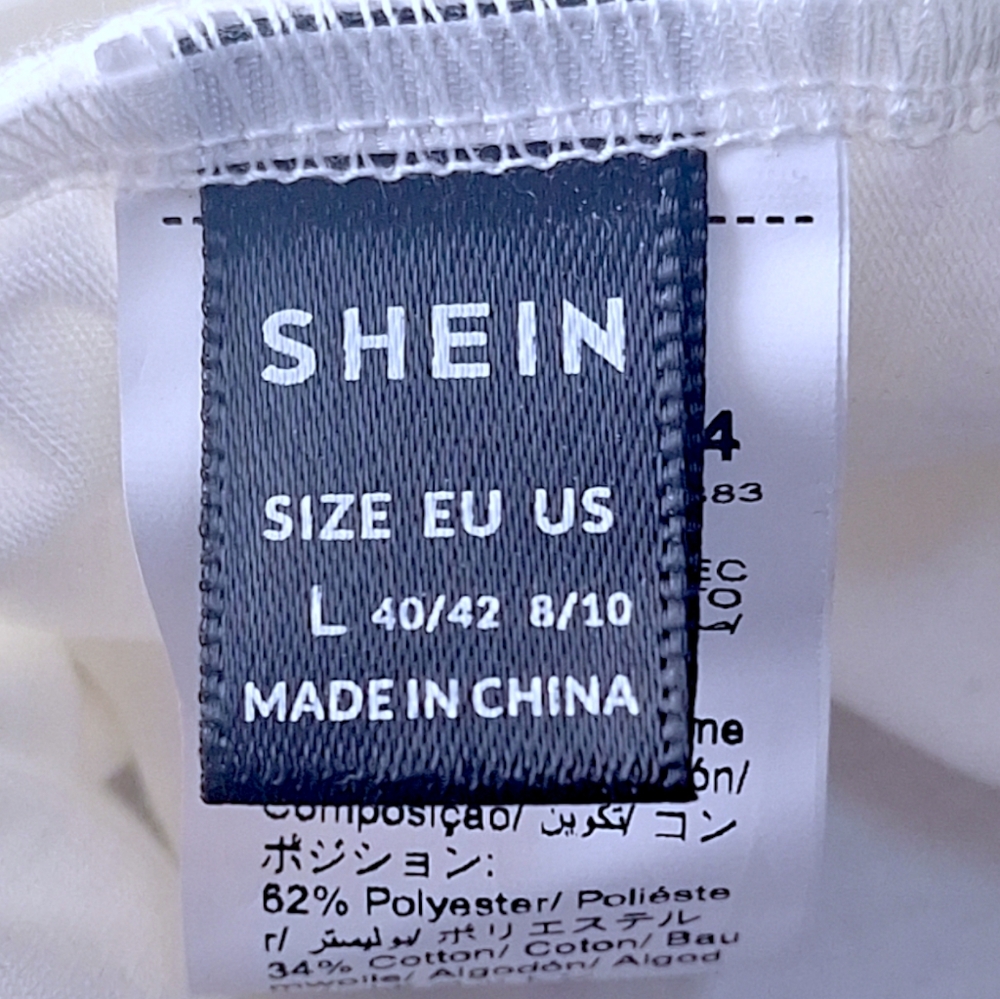 SHEIN white crop top with sheer sleeves size Large - Picture 3 of 3